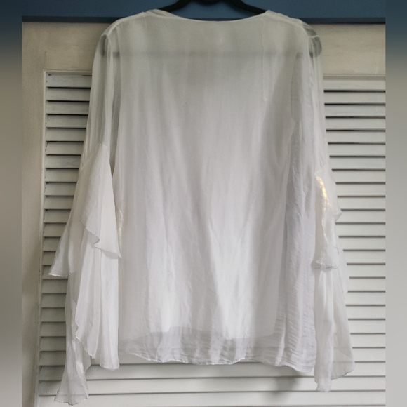 Italian JnJ Couture ruffle bell sleeve top | Size medium - Picture 2 of 5
